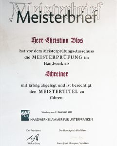 Meisterbrief Christian Blos